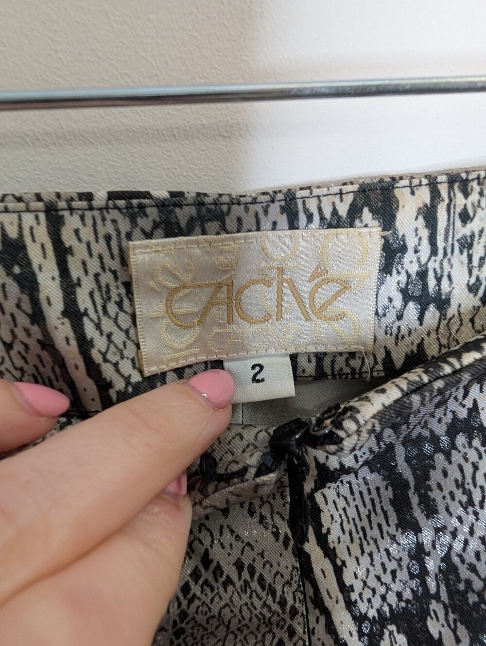 Cache Black & Gray Snakeskin Bootcut Pants - Picture 3 of 7